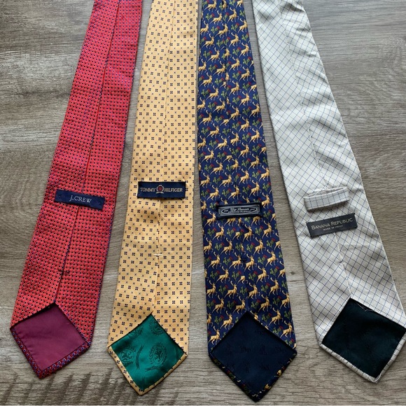 Lot 4 Printed 100% Silk Ties J.Crew Tommy Hilfiger Banana Republic Gap Premium - Picture 2 of 12